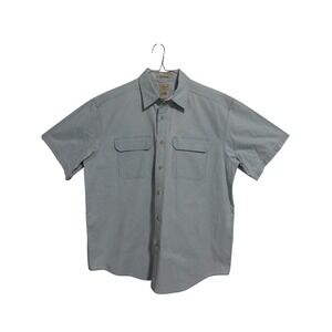 L.L. Bean Button Down Shirt Mens L Light Blue Short Sleeve Cotton Traditional